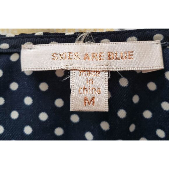 Skies are Blue woman size M  Navy with Polka dots Delaine Belted Shirt dress - Picture 3 of 5